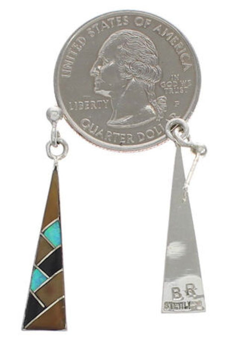 Multicolor Southwest Sterling Silver Post Dangle Earrings EX24792